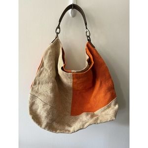 Fabindia Canvas Slouchy Colorblock Magnet Snap Shoulder Bag